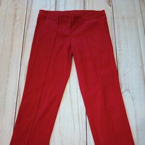 XOXO Womens Candy Apple Red Seamed Cropped Double Belt Looped Red Capri Pant❤
